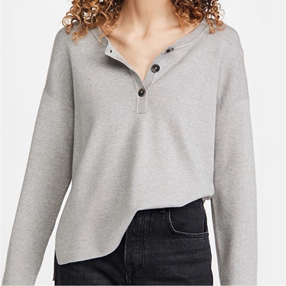WAYF Nordstrom Kerry Henley Sweater From Long Sleeve Grey Pullover, Women’s Sz M